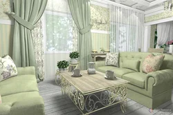 Pistachio Curtains In The Living Room Interior