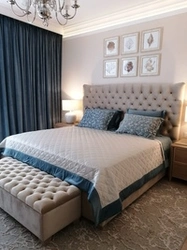 Bedroom Interior With Blue Bedspread