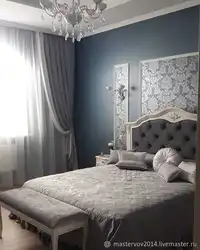 Blue Bedspread In The Bedroom Interior