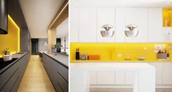 Yellow apron in the kitchen interior