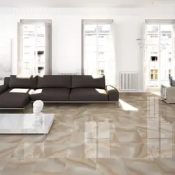 Beige Porcelain Tiles In The Living Room Interior