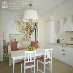 White sofa in the kitchen interior