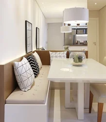 White Sofa In The Kitchen Interior