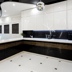 Black marble in the kitchen interior