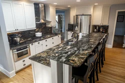 Black marble in the kitchen interior