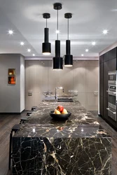 Black marble in the kitchen interior