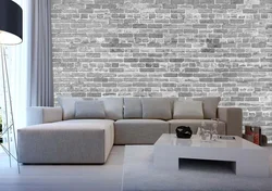 Gray brick in the living room interior