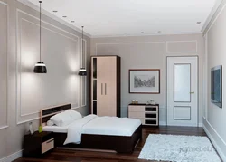 Narrow Wardrobe In The Bedroom Interior