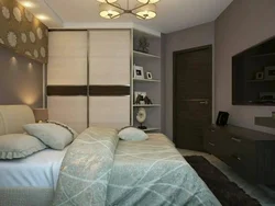 Narrow Wardrobe In The Bedroom Interior