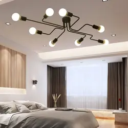 Loft lamps in the bedroom interior