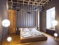 Yataq otağının içərisində loft lampaları