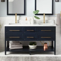 Black cabinet in the bathroom interior