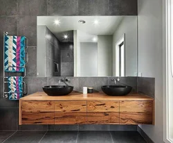 Black Cabinet In The Bathroom Interior