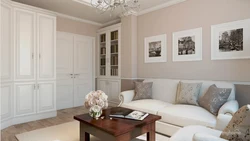 Beige cabinets in the living room interior