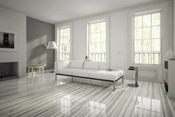 Oq laminat bilan yashash xonasining ichki qismi