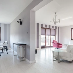 Living room interior with white laminate