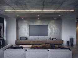 Living room color concrete in the interior