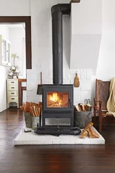 Cast iron stoves in the living room interior