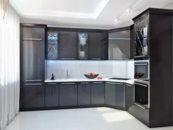 Black glass in the kitchen interior
