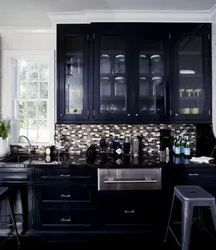 Black glass in the kitchen interior