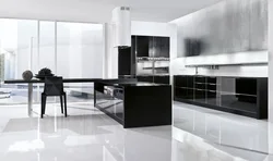 Black glass in the kitchen interior