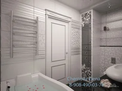 White door in the bathroom interior