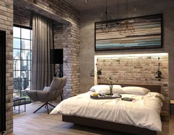 Loft yataq otağı daxili üçün divar kağızı