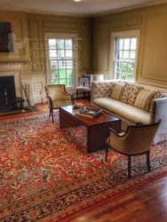 Soviet carpet in the living room interior