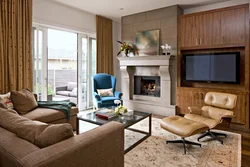 Armchair in the interior of a small living room