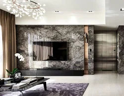 Brown Marble In The Living Room Interior