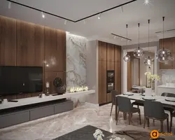 Brown Marble In The Living Room Interior