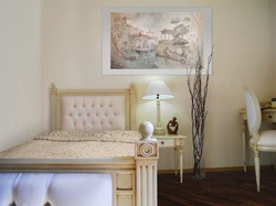 Classic paintings in the bedroom interior