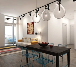 Loft chandelier in the kitchen interior