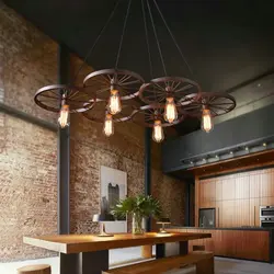 Mətbəx interyerində loft çilçıraq