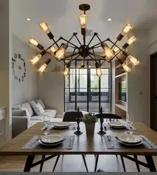 Mətbəx interyerində loft çilçıraq