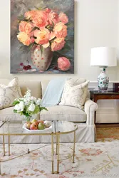 Ранг кардани peonies дар дохили ҳуҷраи меҳмонхона