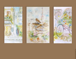 Triptych paintings for kitchen interior