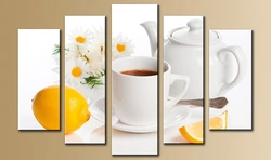 Triptych paintings for kitchen interior