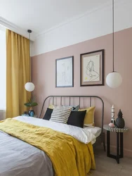 Mustard Bed In The Bedroom Interior