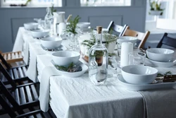 White dishes in the kitchen interior