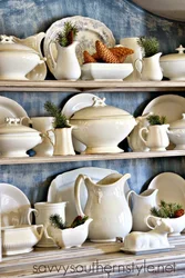 White Dishes In The Kitchen Interior