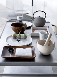 White dishes in the kitchen interior