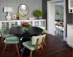 Round wall in the kitchen interior