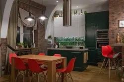 Интерьердегі жасыл шатырлы ас үй