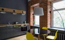 Interyerdə yaşıl loft mətbəxi