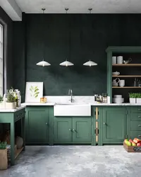 Interyerdə Yaşıl Loft Mətbəxi