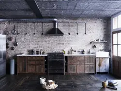 Green Loft Kitchen In The Interior