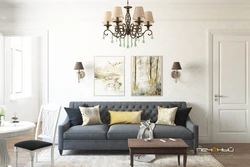 Neoclassical paintings in the living room interior