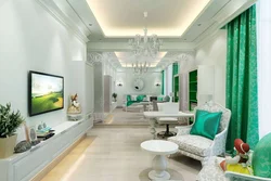 Green marble in the living room interior