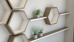 Соты полки в интерьере кухни